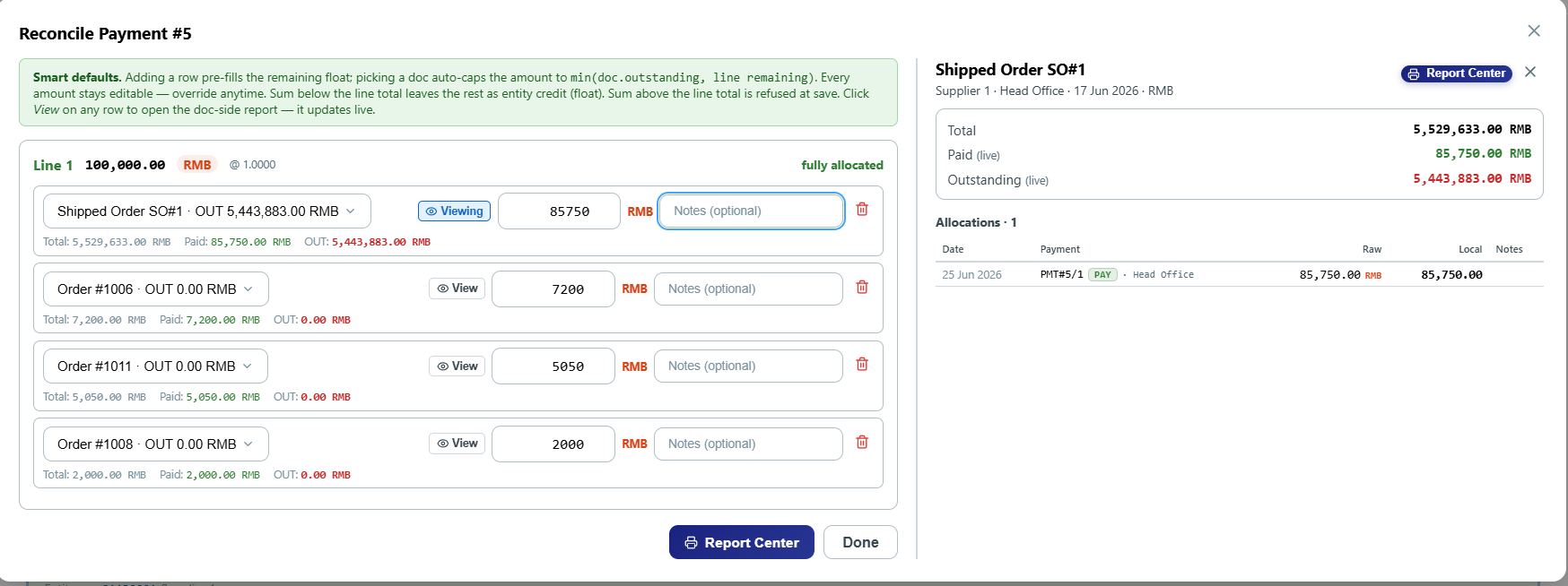 payments — reconcile